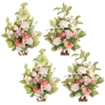 Product: Ling's Moment 17.5" Tall Standing Artificial Flowers Arrangements 4pcs Fall Wedding Aisle Runner Chair Decorations Blush & Pink Centerpieces for Ceremony Reception Rose Floral Party Outdoor