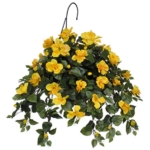 Product: House of Silk Flowers Artificial Yellow Hibiscus Hanging Basket