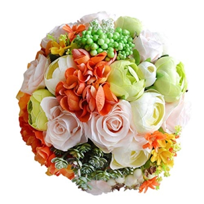 Product: Abbie Home Real Touch Flowers Bouquets Rose Bridal Ribbon Crystal Décor Wedding Bouquet (A Bride Bouquet)