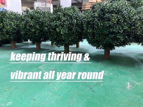 Product: kyesyes Artificial Boxwood Ball Bush 27" Tree UV Resistance Rated with Spike. Easy to Push in The Ground.Plant Looks Great in a Planter Anywhere. Indoor/Outdoor Decor 2 Pack
