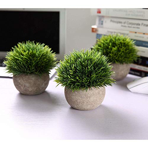 Silky Flower Store Artificial Plant Grey Pot, Fake Green Topiary Shrubs Set of 3, Indoor Outdoor Decor, 12.5cm 4 4 Product: T4U Mini Artificial Plants in Grey Pot, Plastic Fake Green Topiary Shrubs for Home Office Wedding Decoration Set of 3