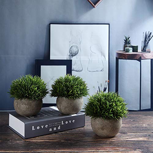 Silky Flower Store Artificial Plant Grey Pot, Fake Green Topiary Shrubs Set of 3, Indoor Outdoor Decor, 12.5cm 2 2 Product: T4U Mini Artificial Plants in Grey Pot, Plastic Fake Green Topiary Shrubs for Home Office Wedding Decoration Set of 3