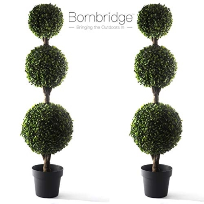 Silky Flower Store Artificial Boxwood Ball Tree, UV Resistant Outdoor Topiary Plant, Lifelike Patio Porch Decor, 4 ft 13 13 Product: Bornbridge 4' Boxwood Ball Tree - Lifelike Artificial Outdoor Plant, UV Resistant, No Water Required, Can Be Planted in Ground or Used as Patio Decor