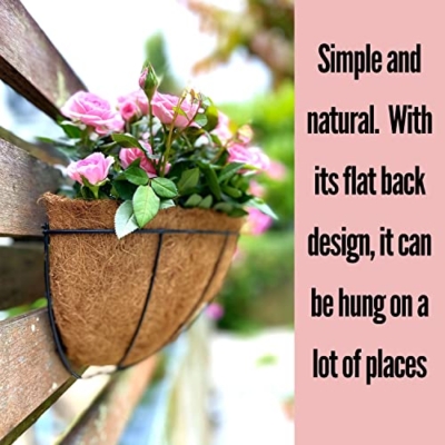Product: LaLaGreen Large Wall Flower Baskets, 6 Pack, 16 Inch Rail Planter for Outdoor Plants, Metal Wire Plants Holders with Coco Liner Outside Fence Balcony Garden Pots Railings Hanging Deck Porch Decor