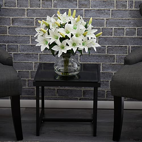 Product: Nearly Natural 16in. Lily Silk Arrangement with Glass Vase