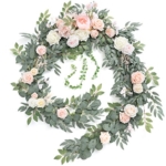 Product: Ling's Moment 9FT Flower Garland for Backdrop Decorations - Wedding Arch Flowers, Eucalyptus & Rose, Artificial Floral Garland for Mantle - Sweetheart Table Decor for Ceremony Reception, French Pink