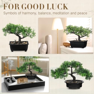 Product: Jexine 4 Pack Artificial Bonsai Tree, Indoor Small Fake Plants in Pots for Home Table Office Desk Bathroom Shelf Bookshelf Bedroom Living Room Farmhouse Decorations