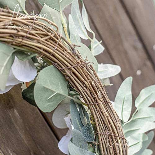 Silky Flower Store Artificial White Magnolia Wreath, Floroom Floral Wreath Front Door Decor, Grapevine Base, 18inches 5 5 Product: Floroom Floral Wreath, 18" Artificial White Magnolia Wreath for Front Door Wedding Decorations Wall Decor