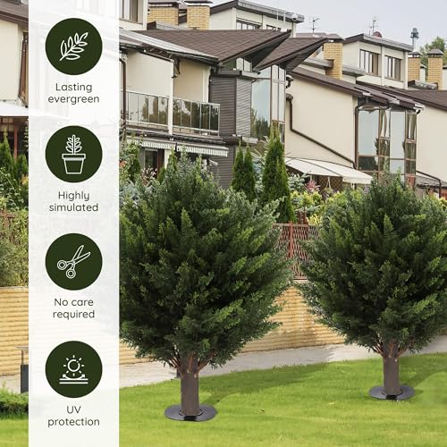 Product: AUMMOOH 15.7 inch Height Set of Two Artificial Cypress Topiary – Breathe Life & Lushness into Any Space – Lifelike – UV-Resistant Great for Indoors & Outdoor - Easy to Install – Fade-Proof