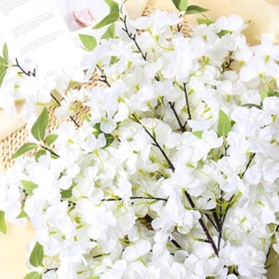 Product: 39''/100cm Artificial Flowers Cherry Blossom Branches Fake Flowers,3Pcs Cherry Blossom Decor, Tall Fake Cherry Blossom Arrangements for Wedding Office Party Table Home Decor (White)