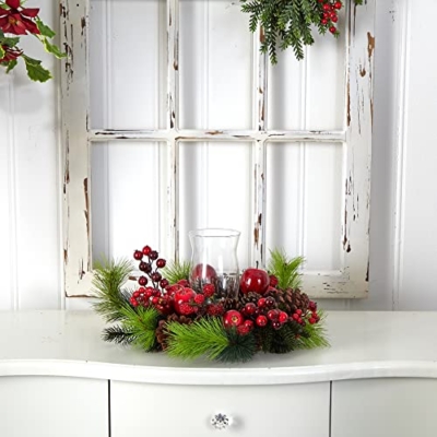 Product: Nearly Natural 4654 Candleabrum Holiday, Red, 17.5x8.5x17.5