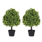Product: Azoco 27“ Realistic Artificial Boxwood Topiary Trees Set of 2, Faux Boxwood Plants Outdoor UV-Resistant, No Maintenance Curb Appeal Fake Evergreen Bushes & Shrubs for Front Porch Outside Planter Decor