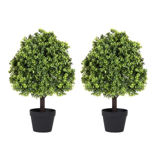 Azoco 27“ Realistic Artificial Boxwood Topiary Trees Set of 2, Faux Boxwood Plants Outdoor UV-Resistant, No Maintenance Curb Appeal Fake Evergreen Bushes & Shrubs for Front Porch Outside Planter Decor - Artificial Flower Arrangements Product: Azoco 27“ Realistic Artificial Boxwood Topiary Trees Set of 2, Faux Boxwood Plants Outdoor UV-Resistant, No Maintenance Curb Appeal Fake Evergreen Bushes & Shrubs for Front Porch Outside Planter Decor