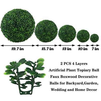 Product: Sunnyglade 2 PCS 15.7 inch 4 Layers Artificial Plant Topiary Ball Faux Boxwood Decorative Balls for Backyard, Balcony,Garden, Wedding and Home Décor (15.7 inch)