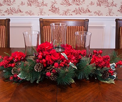 Product: Nearly Natural Artificial Hydrangea Holiday Candelabrum