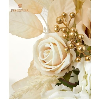 Silky Flower Store Wedding Arch Flower Swag Kit, Beige Faux Silk Draping Decor, Wedding Backdrop Flowers Pack of 3 20.5cm 12 12 Product: Fsslower Wedding Arch Flowers with Drape Kit (Pack of 3) - 2pcs Artificial Flower Swag with 1pcs Draping Fabric for Wedding Ceremony Arbor and Reception Backdrop Decoration (Beige)