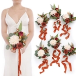 Product: Ling's Moment Artificial Flowers Terracotta Bridesmaid Bouquet Set of 6, Fall Wedding Flowers Bouquets for Bridesmaids, 7 Inch Bridal Bouquets for Bridesmaids, Wedding Decor, Anniversary, etc