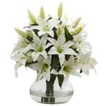Product: Nearly Natural 16in. Lily Silk Arrangement with Glass Vase
