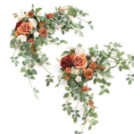 Product: Ling's Moment 2PCS Terracotta Arch Flowers Artificial Floral Swags Centerpieces Wedding Decor Mantel Faux Burnt Orange Rose Garland Arrangements for DIY Sweetheart Table Wall Window Welcome Signs