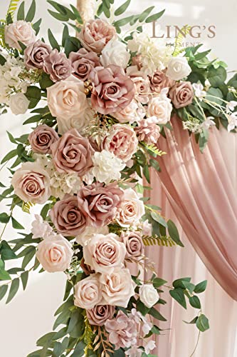 Silky Flower Store Wedding Arch Flowers with Sheer Drapes Kit, Artificial Pink White Floral Arrangements, 5 Piece Set, 32.5cm 2 2 Product: Ling's Moment Deluxe Wedding Arch Flowers with Sheer Drapes Kit - Artificial Pink and White Floral Arrangements for Ceremony Backdrop, Arbor Decor, 5-Piece Set (2 Flower Stems + 3 Hanging Drapes)