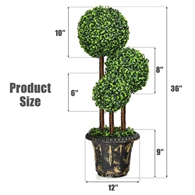 Silky Flower Store Artificial Boxwood Topiary Tree, Triple Ball Faux Greenery, Cement Filled Pot, Indoor Outdoor 3 Ft 14 14 Product: Goplus 3 Ft Artificial Boxwood Topiary Tree, Fake Greenery Plants Triple Ball Tree, Leaves & Cement-Filled Plastic Flower Pot Decorative Trees for Home, Office, Indoor and Outdoor Use