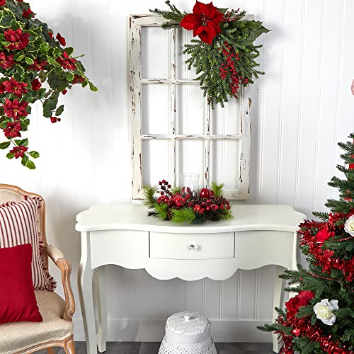 Product: Nearly Natural 4654 Candleabrum Holiday, Red, 17.5x8.5x17.5