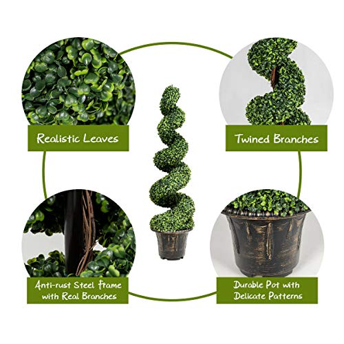 Silky Flower Store Artificial Boxwood Spiral Topiary Tree, Faux Greenery Home Garden Decor, 4 Ft 5 5 Product: GOPLUS 4 Ft Artificial Boxwood Spiral Topiary Tree - Lifelike Fake Greenery for Home & Garden Decor