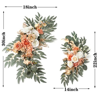 Product: Serra Flora Wedding Arch Flowers Swags Kit (Pack of 2) for DIY Artificial Peony Greenery Arrangements Party Welcome Ceremony Sign and Reception Backdrop Floral Decoration (White Orange)
