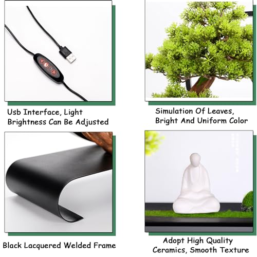 Product: Zen Artificial Tree with Lamp Rings, Realistic Simulation Bonsai, Welcome Pine Faux Potted with Backflow Incense, Artificial Bonsai for Home Office Garden Patio Farmhouse Decoration (Pines)
