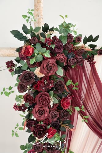 Silky Flower Store Wedding Arch Flowers with Sheer Drapes, Bordeaux Red Wine Artificial Floral Kit, 5 Piece Set 20.5cm 2 2 Product: Ling's Moment Wedding Arch Flowers with Sheer Drapes Kit - Artificial Bordeaux Red & Wine Floral Arrangements for Ceremony Backdrop, Arbor Decor, 5-Piece Set (2 Flower Stems + 3 Hanging Drapes)