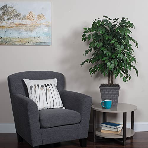 Product: Vickerman 4' Artificial Ficus Bush - 4-Foot Tall Fake Ficus Bush in Black Plastic Pot - Realistic Floor Plant with Detailed Leaves - Perfect Fake Tree for Greenery Decor