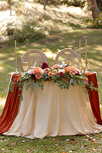 Silky Flower Store Terracotta Artificial Flower Garland, Burnt Orange Wedding Arch Greenery, Faux Floral Swags Centerpieces, 27.5in x 14in 1 1 Product: Ling's Moment 2Pcs Terracotta Artificial Flower Garland Floral Swags Centerpieces Burnt Orange Wedding Arch Flower Greenery Arrangements for Sweetheart Table Wall Window Home Garden Outdoor Decor