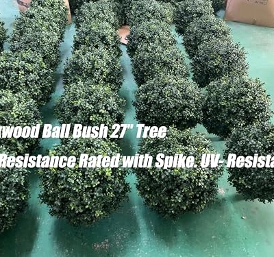 Product: kyesyes Artificial Boxwood Ball Bush 27" Tree UV Resistance Rated with Spike. Easy to Push in The Ground.Plant Looks Great in a Planter Anywhere. Indoor/Outdoor Decor 2 Pack