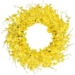 Product: WELL KNOWN 24inch Artificial Forsythia Yellow Flowers Wreath, Silk Leaves Wreath for Spring Summer Seasonal Decor, Front Door Porch Farmhouse Patio Garden Home Decor (Orchid)