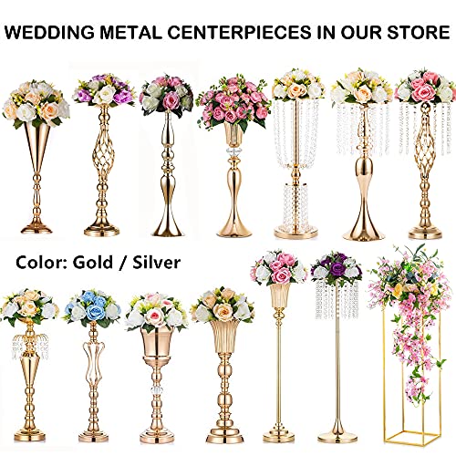 Product: 2 Pcs 23.75 inches Gold Vases for Centerpieces Tall Crystal Metal Vase Flower Stand Holders Wedding Centerpiece Chandelier for Reception Tables Wedding Supplies