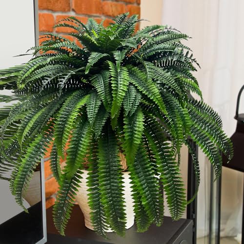 Silky Flower Store Artificial Boston Fern Plant, 128 Stems Faux Fern, Indoor Outdoor Hanging Greenery, 62” 5 5 Product: 128 Stems Faux Boston Fern - 62” Artificial Plants for Indoor & Outdoor Decoration