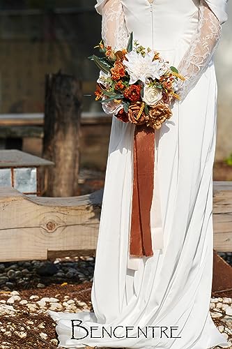 Silky Flower Store Burnt Orange Bridal Bouquet Artificial Flowers, Fall Wedding Bouquet, BENCENTRE, 10 Inch 4 4 Product: BENCENTRE 10 Inch Burnt Orange Bridal Bouquet,Fall Wedding Bouquet,Bride Bouquets for Wedding Ceremony Anniversary, Party and French Rustic Vintage Wedding,Artificial Flowers