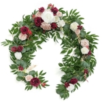 Product: Ling's Moment Flower Garland - 6FT Eucalyptus & Rose - Sweetheart Table Decor for Wedding Reception, Artificial Floral Garland for Mantle, Thanksgiving, Christmas Decoration, Marsala