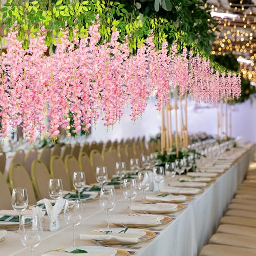 Silky Flower Store Artificial Hanging Wisteria Flowers, Pink Faux Garland, Satin Bloom Vine, 3.6ft 5 5 Product: Alotiki Wisteria Hanging Flowers,Fake Hanging Flowers,Wisteria artificiales Garland for Home Wedding Arch Floral Party Garden Ceremony Outdoor Decor,3.6 feet Long(75,Pink)