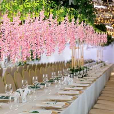 Silky Flower Store Artificial Wisteria Hanging Flowers, Pink Faux Wisteria Garland, Hanging Floral Decor, 3.6ft Long 11 11 Product: Alotiki Wisteria Hanging Flowers,Fake Hanging Flowers,Wisteria artificiales Garland for Home Wedding Arch Floral Party Garden Ceremony Outdoor Decor,3.6 feet Long(75,Pink)