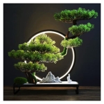 Product: Artificial Plants Fake Bonsai Tree 9 Inches Artificial Bonsai Pine Tree，Realistic Fake Plant Decoration, Faux Plants with Statues of Little Monks, for Desktop Display， Zen Garden Décor House Plant