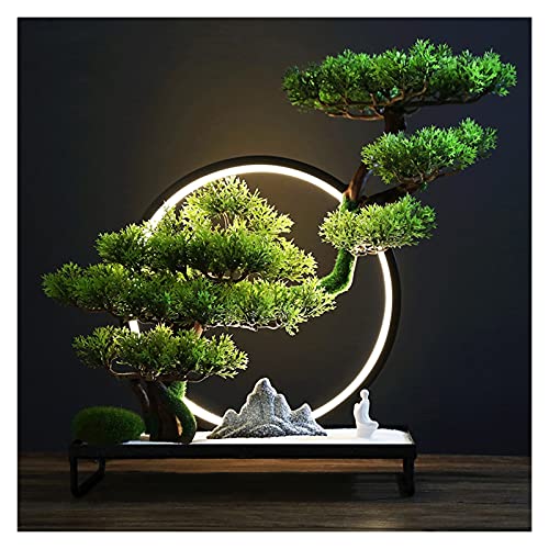 Product: Artificial Plants Fake Bonsai Tree 9 Inches Artificial Bonsai Pine Tree，Realistic Fake Plant Decoration, Faux Plants with Statues of Little Monks, for Desktop Display， Zen Garden Décor House Plant