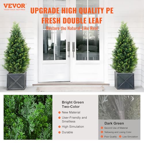 Silky Flower Store Artificial Cedar Topiary Tree, UV Rated Faux Evergreen Home Decor, Indoor Outdoor, 36 in, 2 Pieces 1 1 Product: VEVOR Artificial Cedar Topiary Tree, 36 inch Tall (2 Pieces), with Extra Leaves & Pot Faux Evergreen Fake Pine Cypress Trees Plant, UV Rated Artificial Greenery Set for Home Decor Indoor/Outdoor