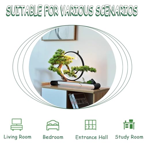Product: Zen Artificial Tree with Lamp Rings, Realistic Simulation Bonsai, Welcome Pine Faux Potted with Backflow Incense, Artificial Bonsai for Home Office Garden Patio Farmhouse Decoration (Pines)