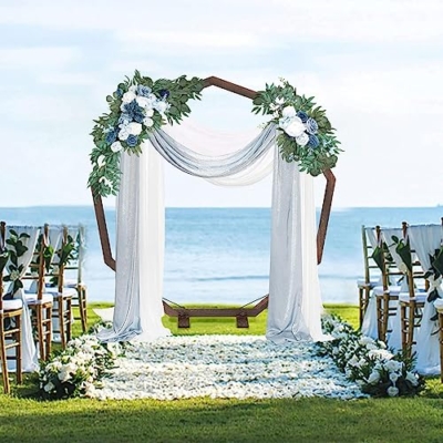 Product: Emivery Wedding Arch Flowers Kit (Pack of 4) Dusty Blue Flower Arrangement with 2pcs Draping Fabric Artificial Flower Swag for Wedding Ceremony Reception Backdrop Decorations