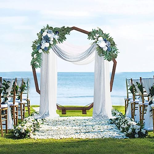 Product: Emivery Wedding Arch Flowers Kit (Pack of 4) Dusty Blue Flower Arrangement with 2pcs Draping Fabric Artificial Flower Swag for Wedding Ceremony Reception Backdrop Decorations