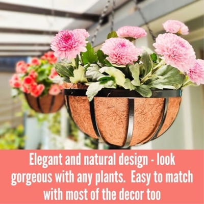 Silky Flower Store Outdoor Hanging Planter Baskets, Coco Liner Metal Round Flower Pots, 6 Pack, 12 Inch 14 14 Product: LaLaGreen Outdoor Hanging Baskets for Plants (6 Pack, 12 Inch) Medium Hanging Planter with Coco Liner, Flat Iron Metal Round Plant Flower Pots for Deck Patio Porch Garden Balcony Outside Decoration