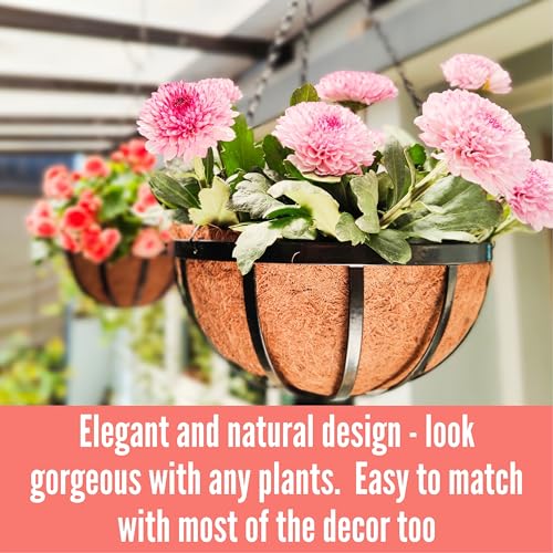 Silky Flower Store Outdoor Hanging Planter Baskets, Coco Liner Metal Round Flower Pots, 6 Pack, 12 Inch 5 5 Product: LaLaGreen Outdoor Hanging Baskets for Plants (6 Pack, 12 Inch) Medium Hanging Planter with Coco Liner, Flat Iron Metal Round Plant Flower Pots for Deck Patio Porch Garden Balcony Outside Decoration