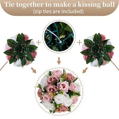 Silky Flower Store Pink Artificial Rose Kissing Ball Centerpiece, Wedding Table Floral Arrangement, Silk Flowers 25cm/10in 13 13 Product: Sziqiqi Flower Centerpieces for Tables Pink Kissing Balls for Wedding - Artificial Floral Arrangement Center Piece Decorations Flores Artificiales para Decoracion