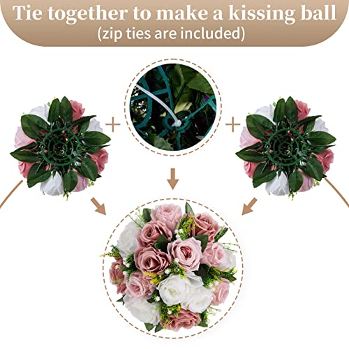 Silky Flower Store Pink Artificial Rose Kissing Ball Centerpiece, Wedding Table Floral Arrangement, Silk Flowers 25cm/10in 4 4 Product: Sziqiqi Flower Centerpieces for Tables Pink Kissing Balls for Wedding - Artificial Floral Arrangement Center Piece Decorations Flores Artificiales para Decoracion